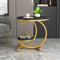 Modern Rock Slab Wrought Iron Sofa Side Table